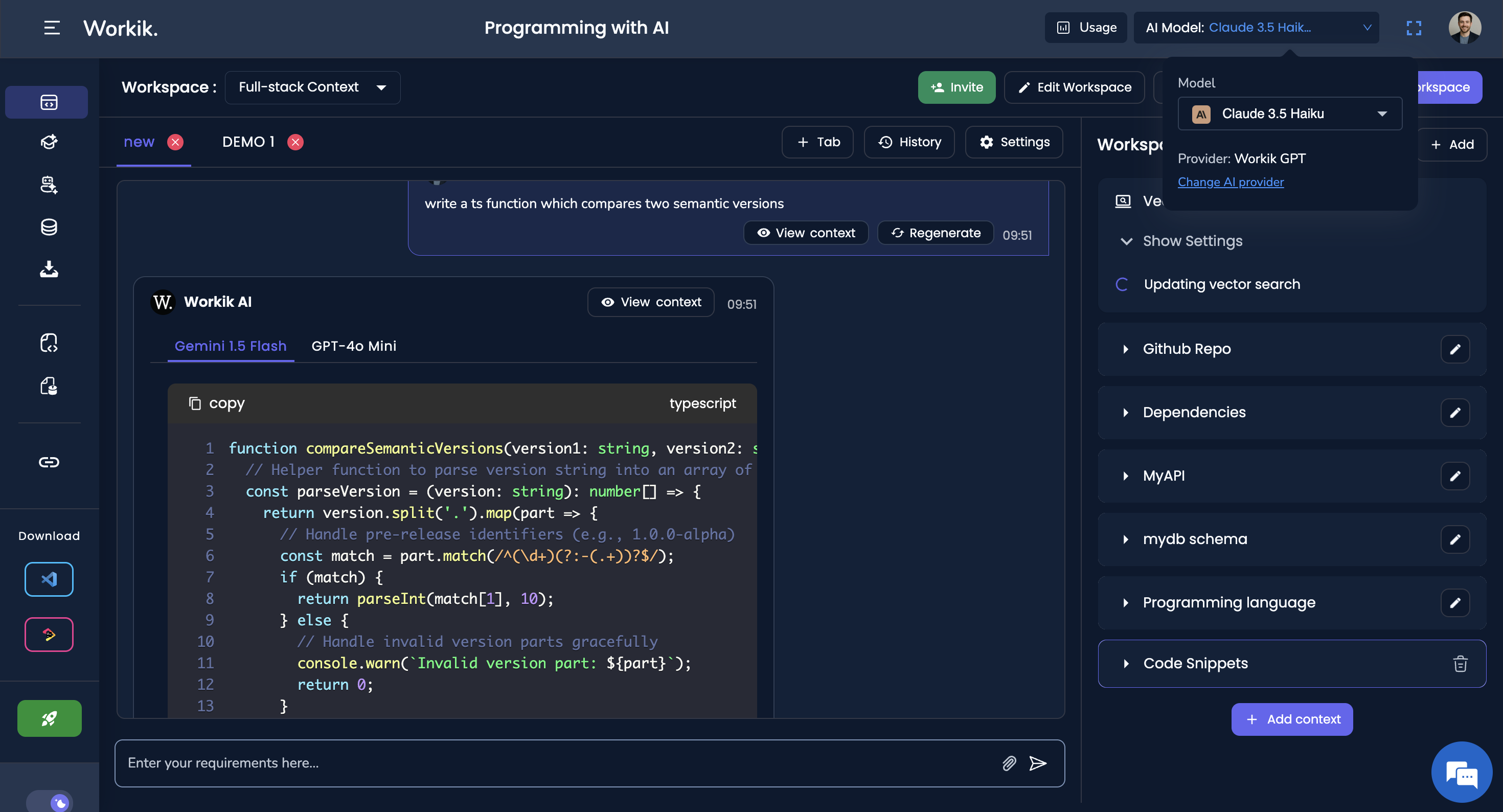 Adding tech context to generate ai code